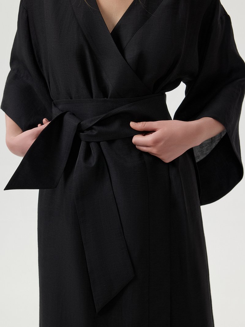 Платье-кимоно из конопляной ткани