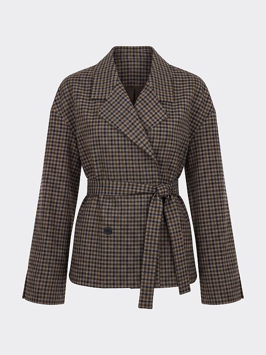 Жакет в клетку с поясом: фото №7