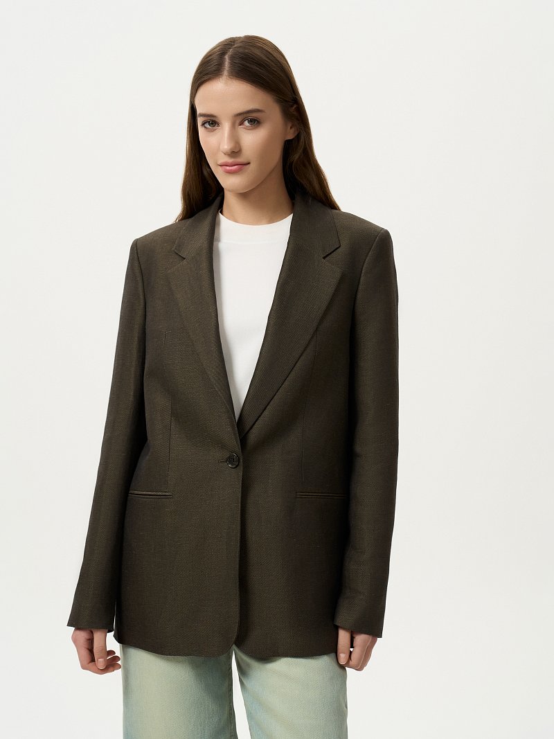 Прямой жакет изо льна