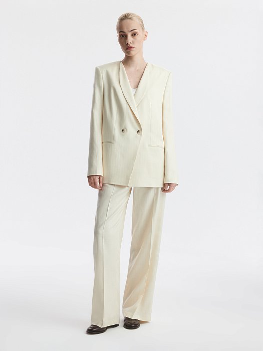 Двубортный жакет из тенселя и льна (Р158): фото №2