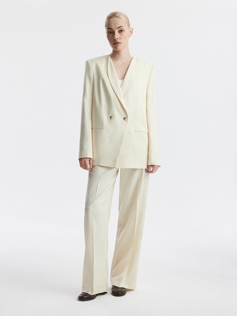 Двубортный жакет из тенселя и льна (Р158)