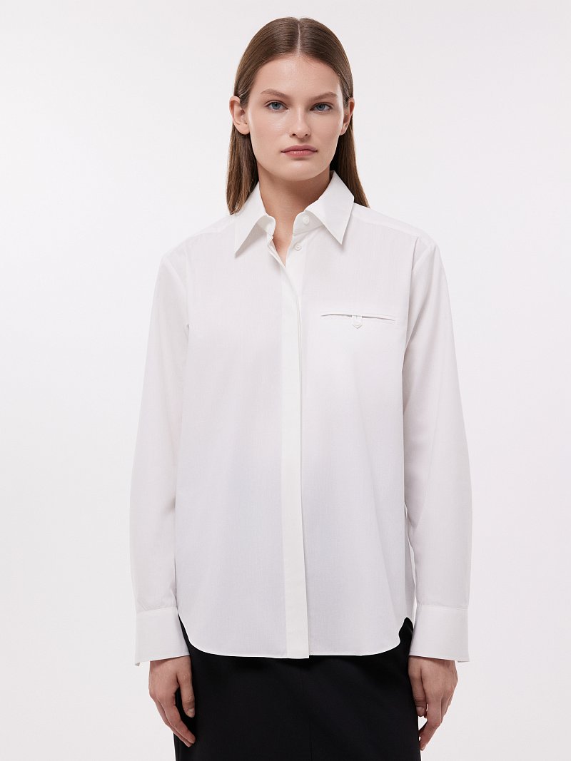 Хлопковая рубашка на потайной застежке