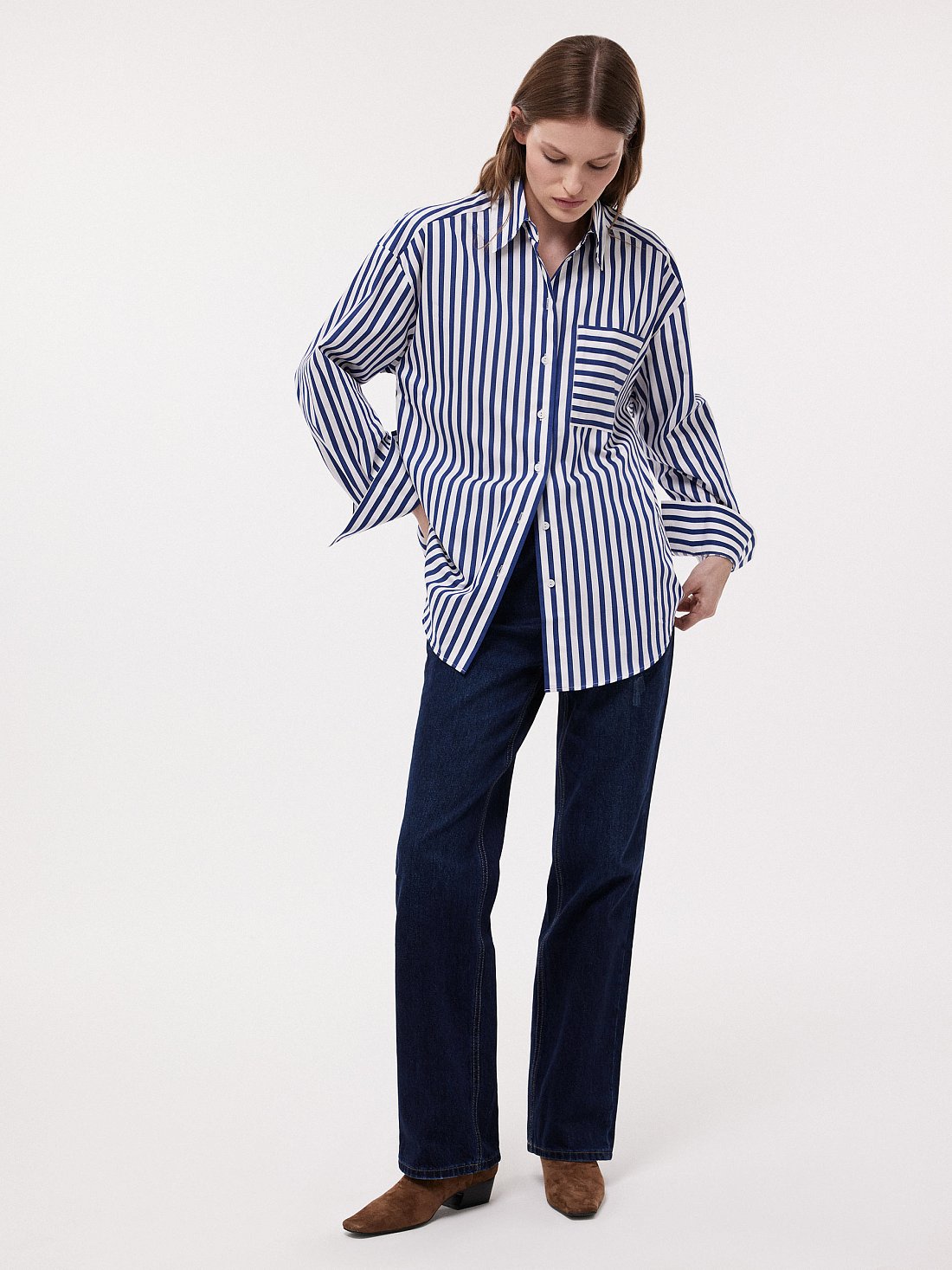 Рубашка из хлопка в полоску: фото №1