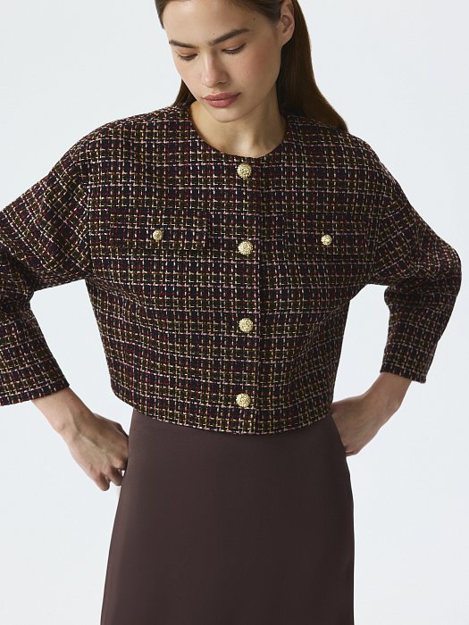Твидовый жакет со съемными деталями: фото №8