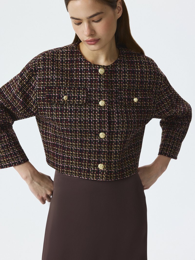 Твидовый жакет со съемными деталями