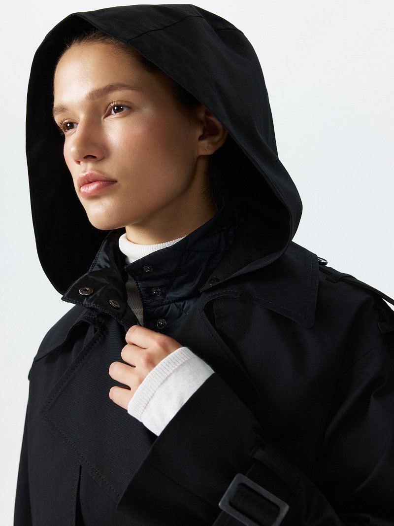 Плащ со съемным жилетом и капюшоном