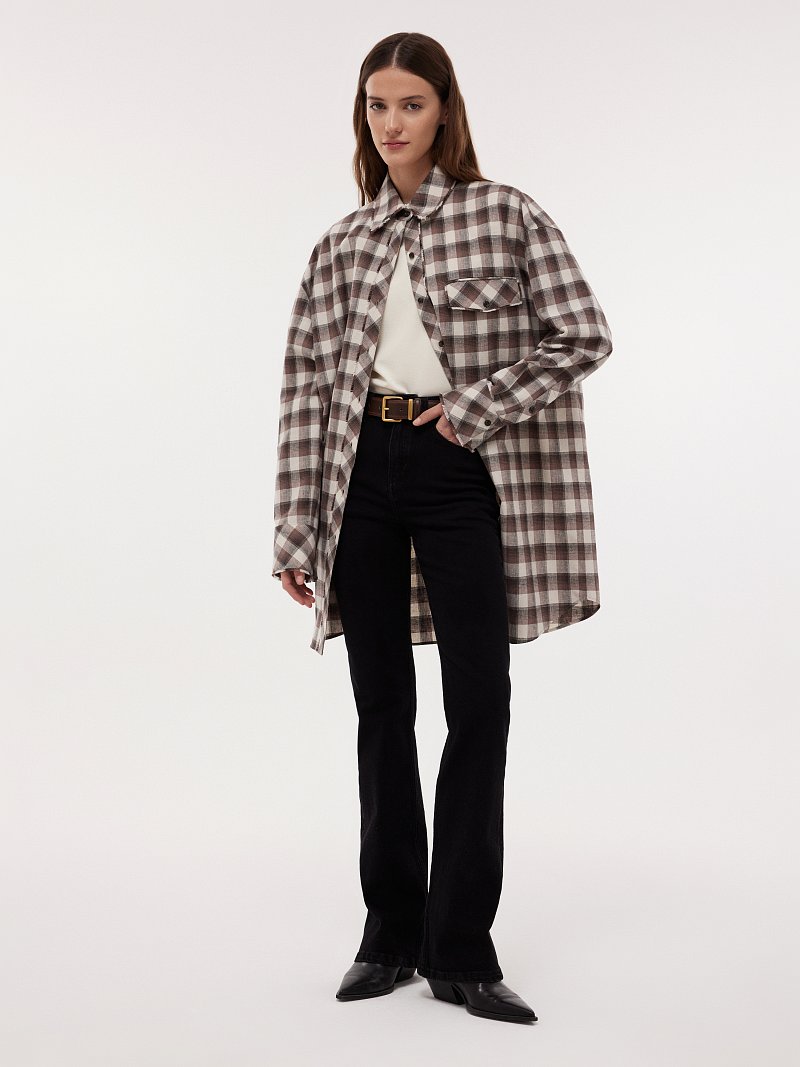 Удлиненная рубашка со льном