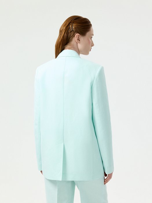 Прямой жакет из смесового льна: фото №6