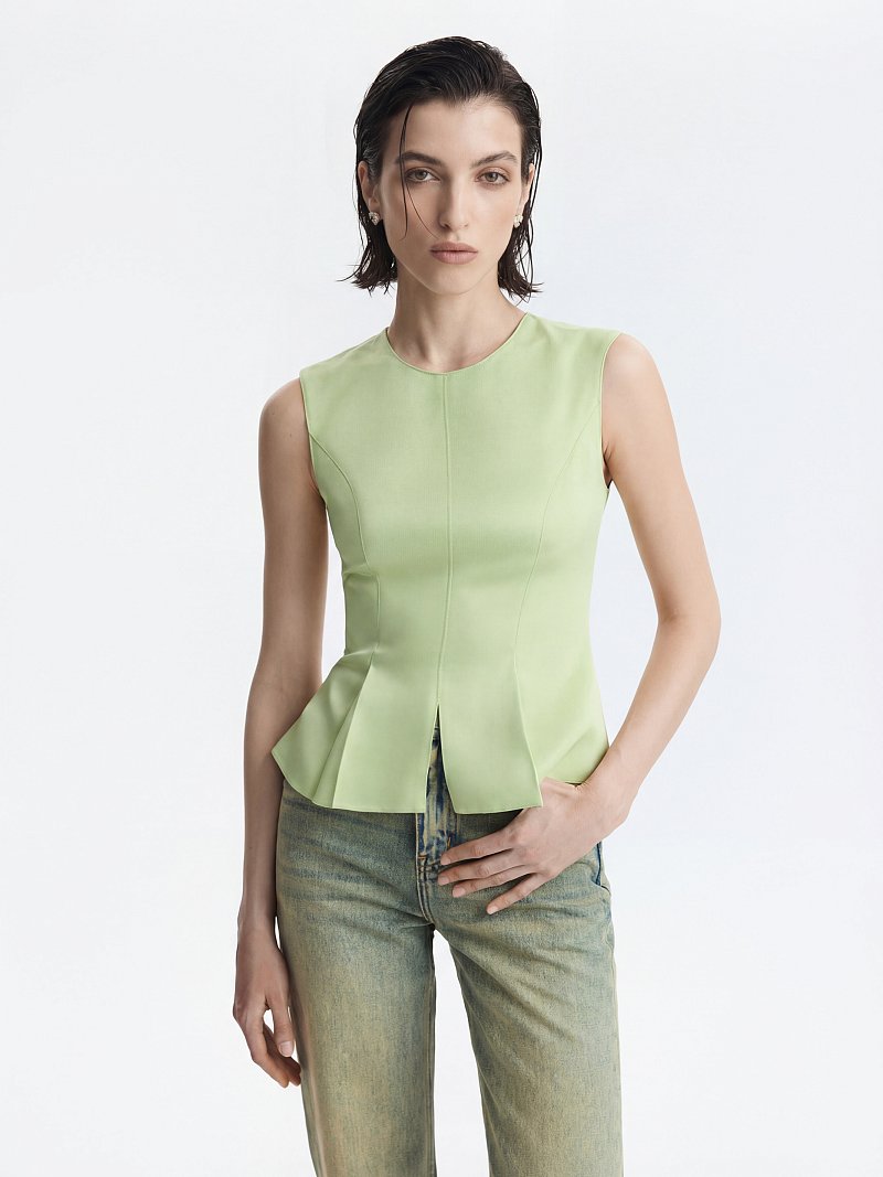 Атласный топ с баской