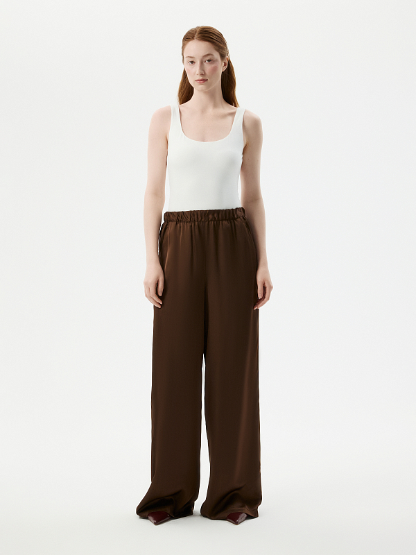 Атласные брюки на резинке