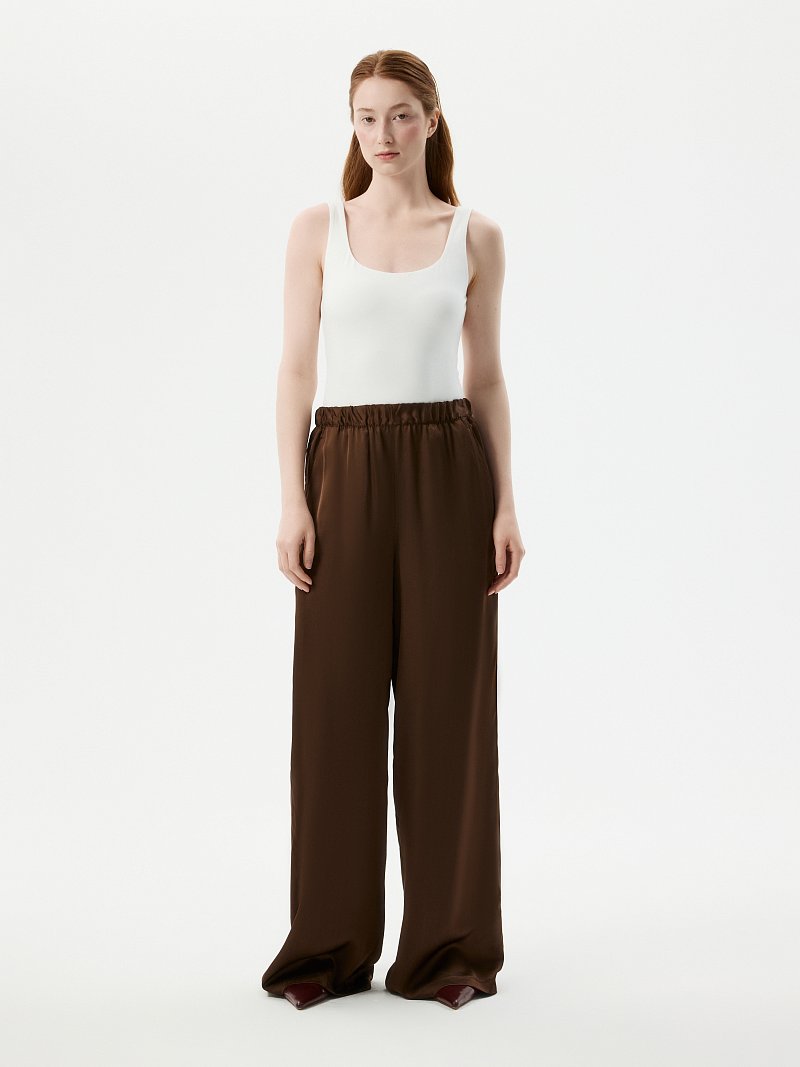 Атласные брюки на резинке