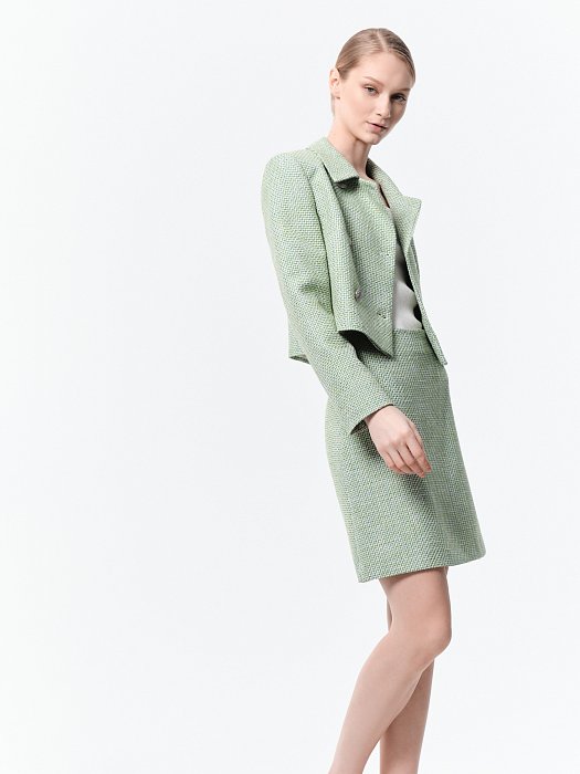 Твидовая юбка с высокой посадкой: фото №2