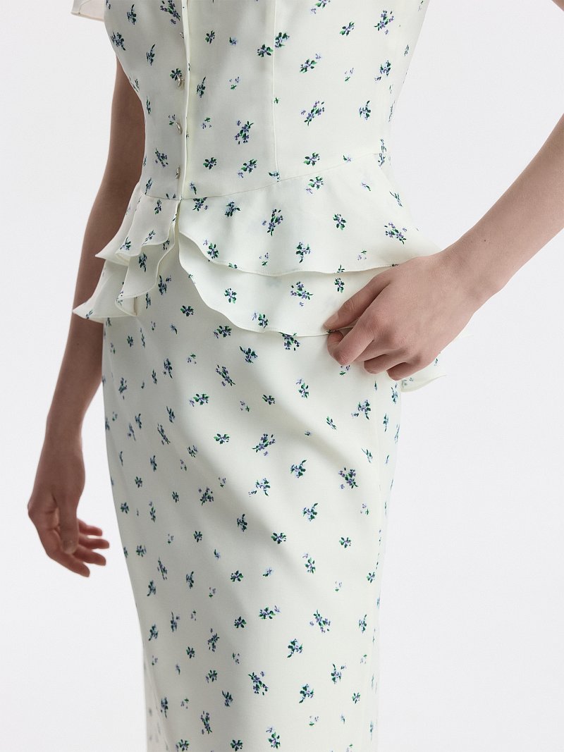 Атласная блуза в цветочек (Р158)