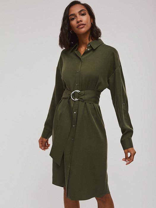 Платье-рубашка цвета хаки
: фото №2