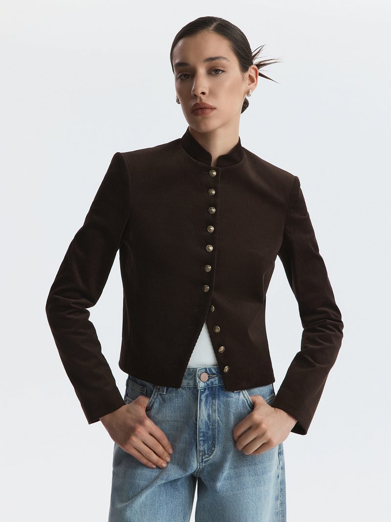 Вельветовый жакет со стойкой