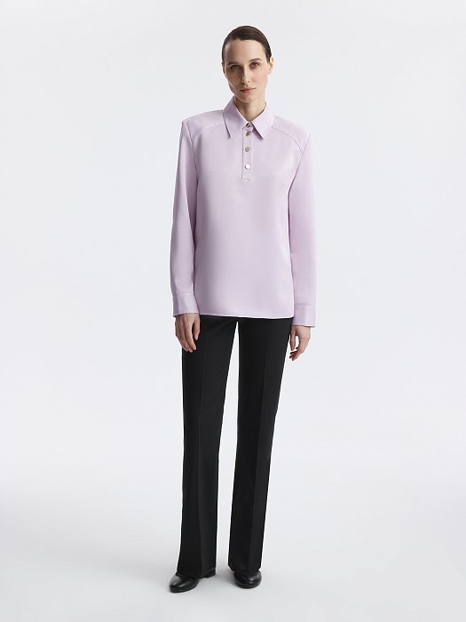 Атласная блуза-поло: фото №2