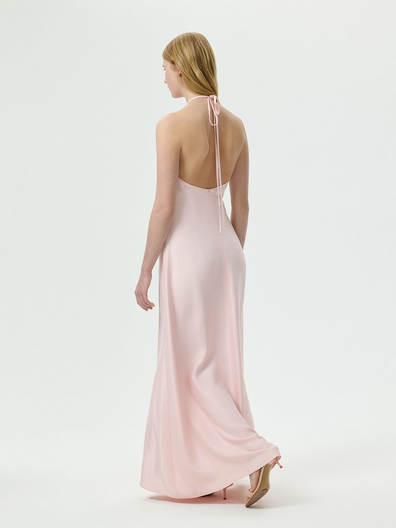 Атласное платье-халтер