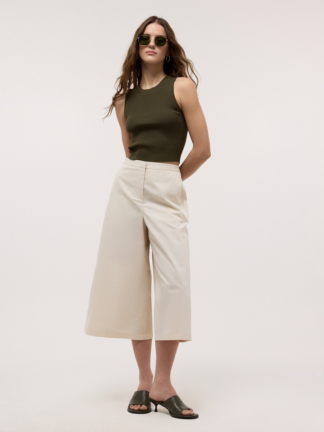 Расклешенные кюлоты из хлопка: фото №1