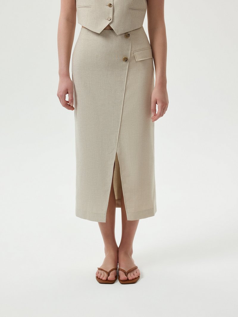 Юбка-миди со льном