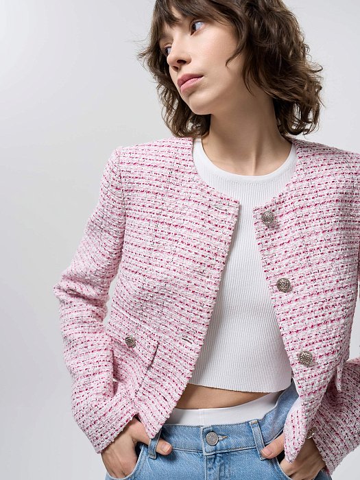 Твидовый жакет укороченного кроя: фото №2