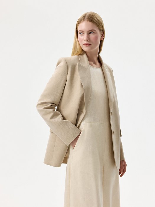 Прямой жакет из смесового льна: фото №2