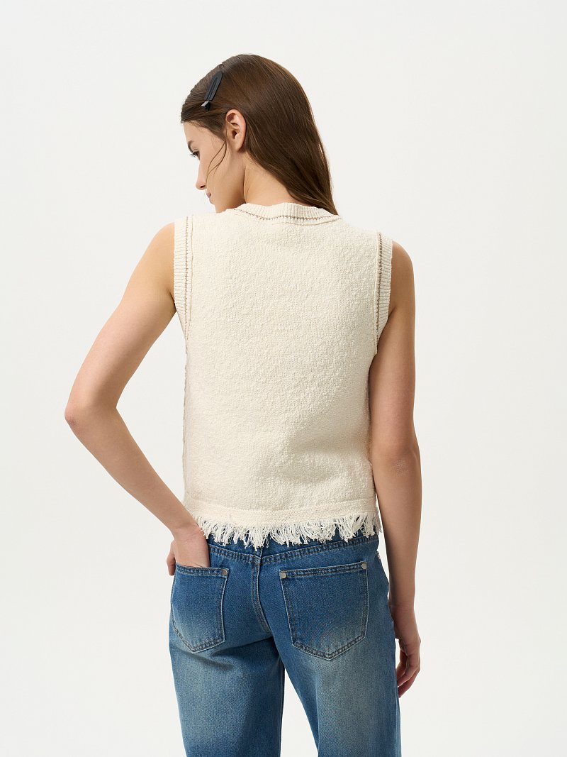 Вязаный топ из хлопка с бахромой