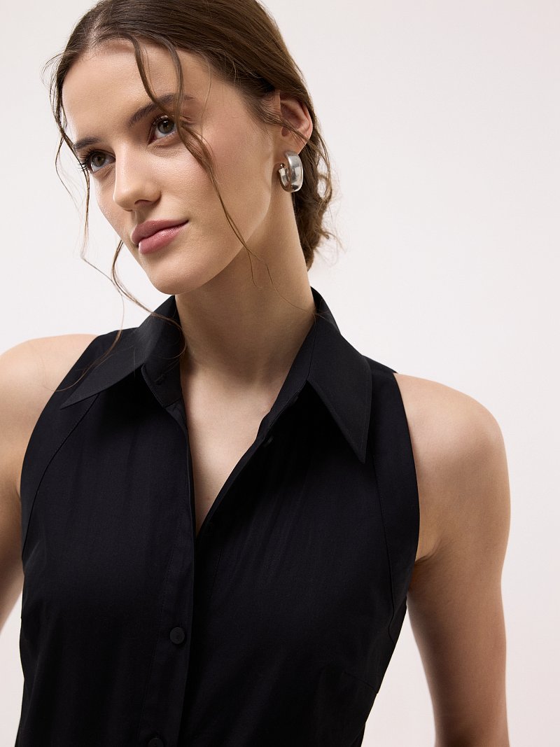 Боди-рубашка без рукавов