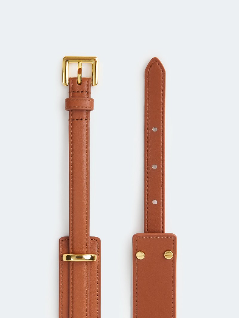 Двойной ремень из натуральной кожи