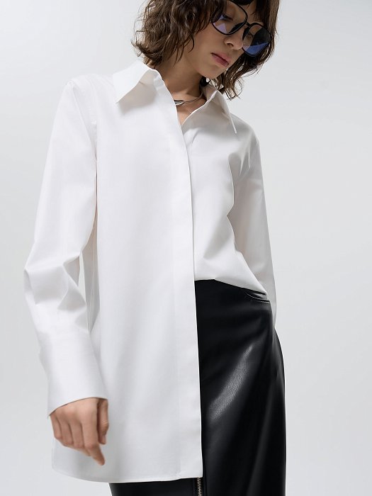 Удлиненная рубашка из хлопка: фото №3