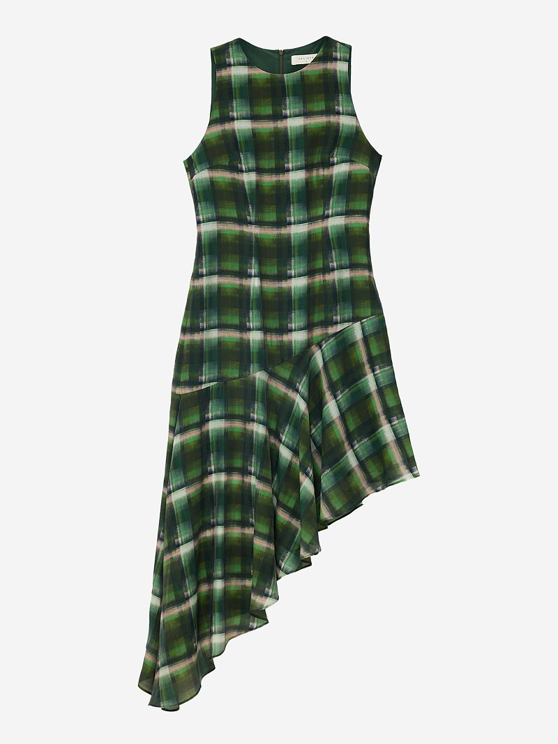 Асимметричное платье в клетку