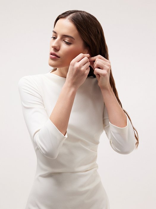 Платье-миди из трикотажа с рукавами 3/4: фото №2