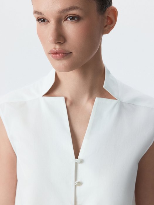 Хлопковая блуза без рукавов: фото №4