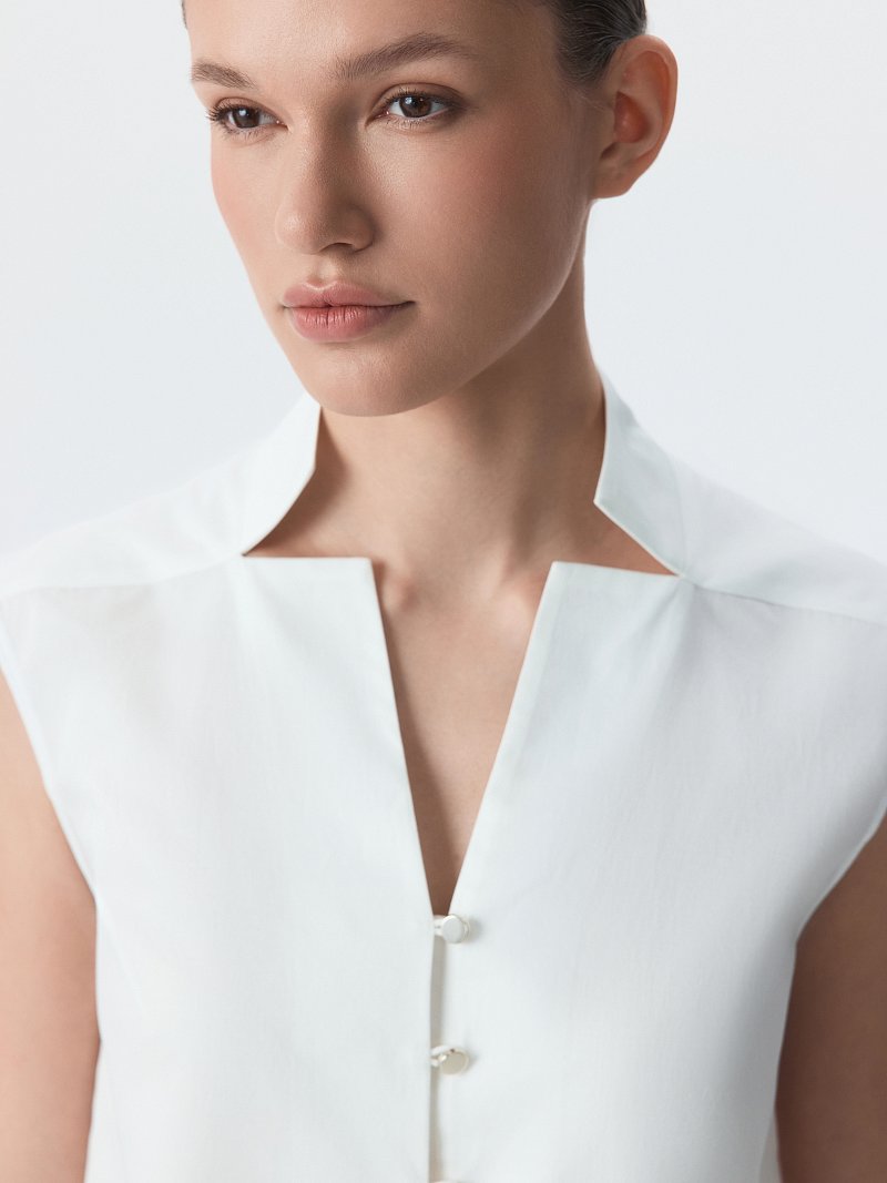 Хлопковая блуза без рукавов