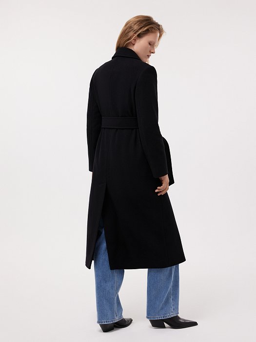 Драповое пальто с поясом (Р158): фото №4