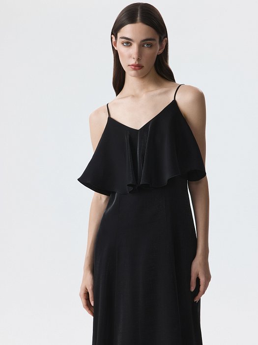 Атласное платье с воланами (Р158): фото №3