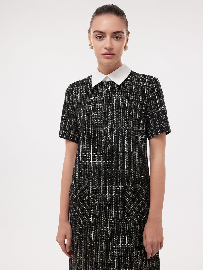 Твидовое платье со съемным воротником