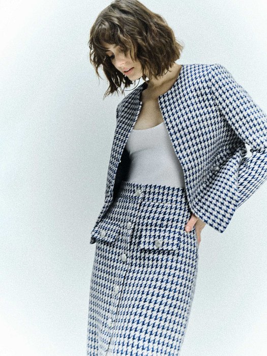 Твидовый жакет без воротника: фото №3