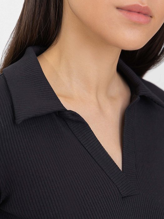 Джемпер-поло в рубчик : фото №3