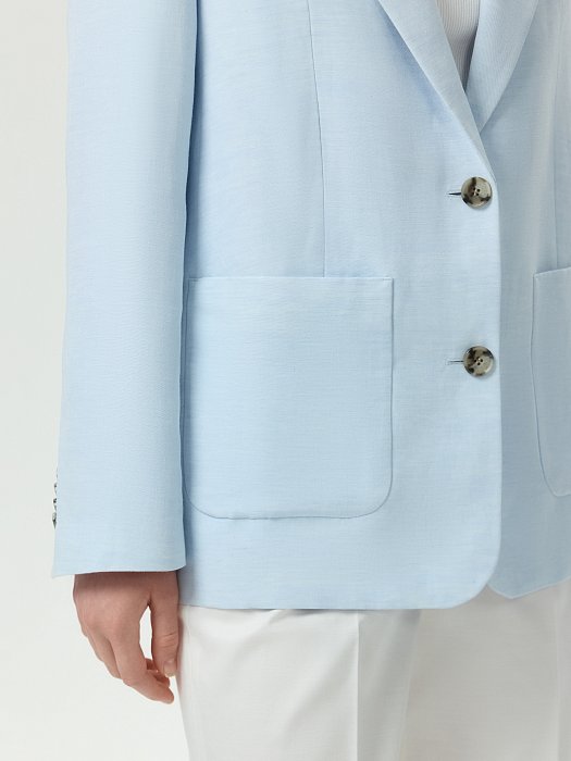 Однобортный жакет со льном: фото №3