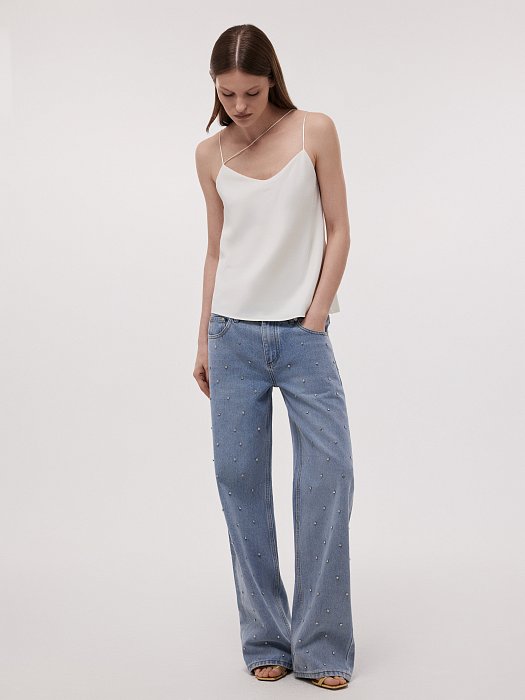 Прямые джинсы со стразами: фото №4