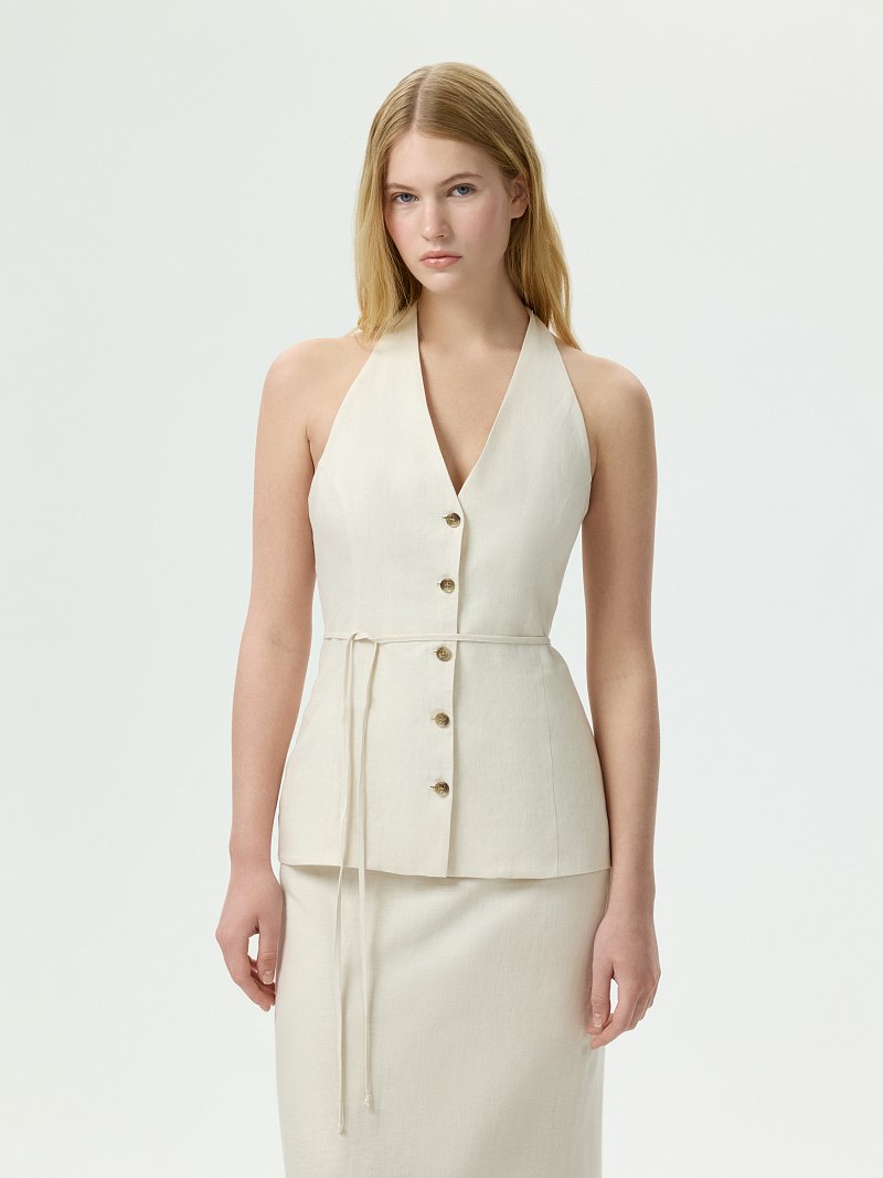 Топ-халтер из 100% льна