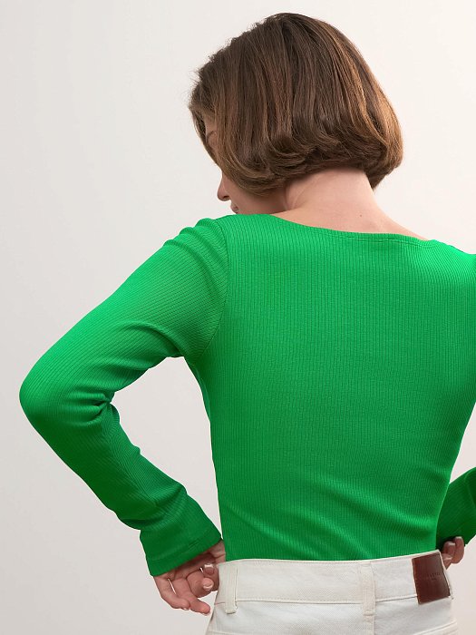 Лонгслив из эластичного хлопка в рубчик: фото №7