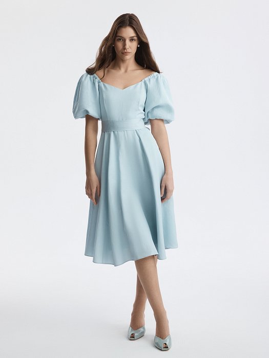 Расклешенное платье со льном: фото №2