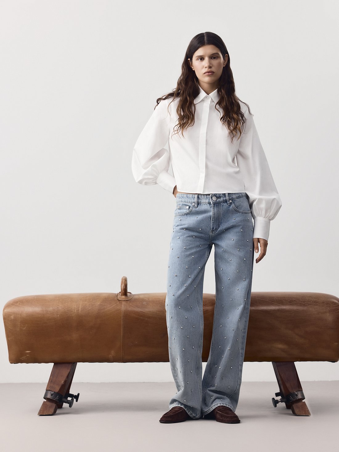 Прямые джинсы со стразами: фото №1