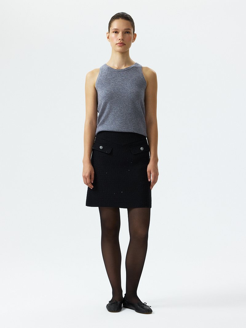 Юбка из твида с пайетками