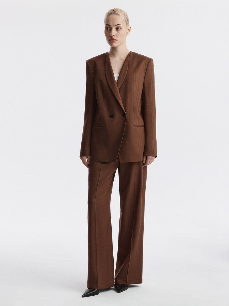 Двубортный жакет из тенселя и льна