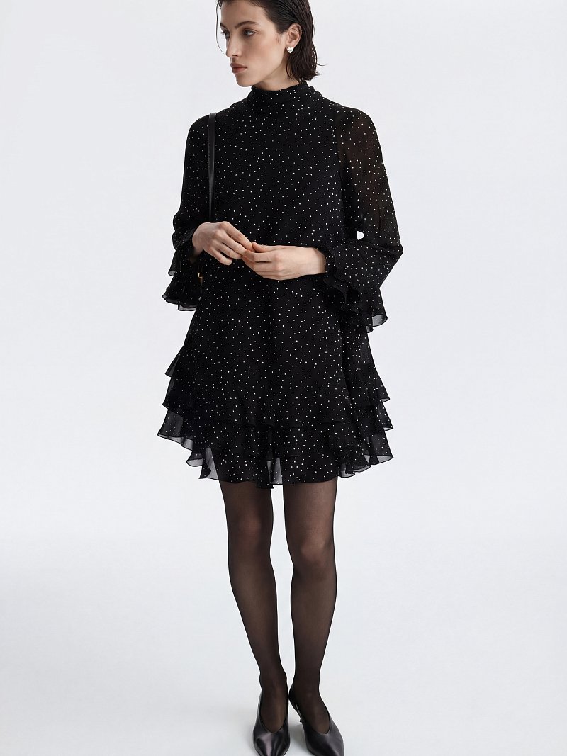 Шифоновое платье с воланами (Р158)