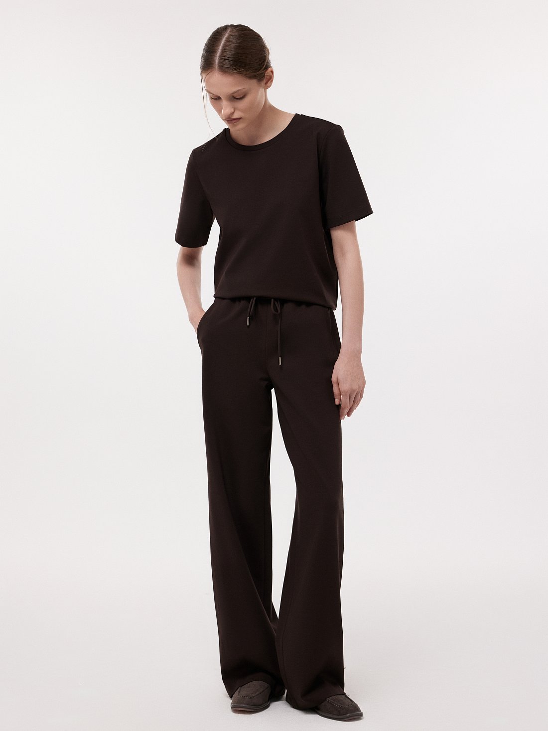 Брюки на кулиске из плотного трикотажа: фото №1