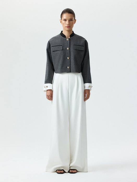 Укороченный жакет из твида: фото №2