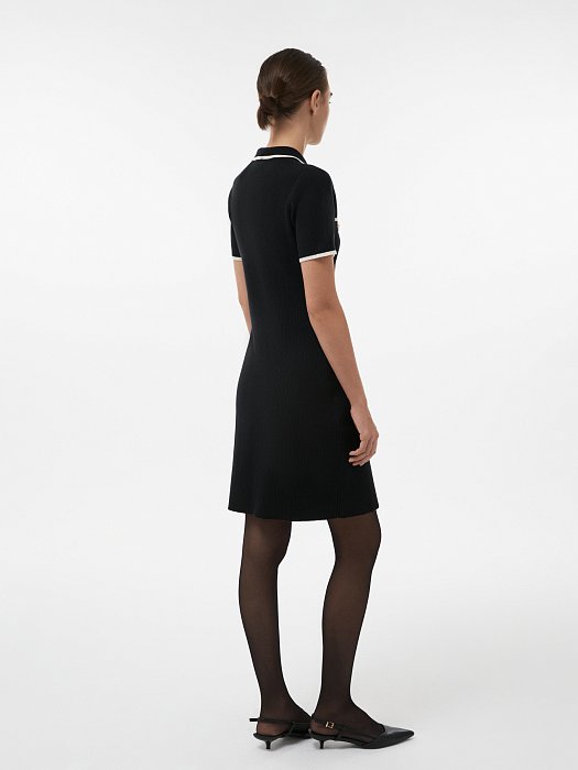 Платье-поло из трикотажа в рубчик: фото №4